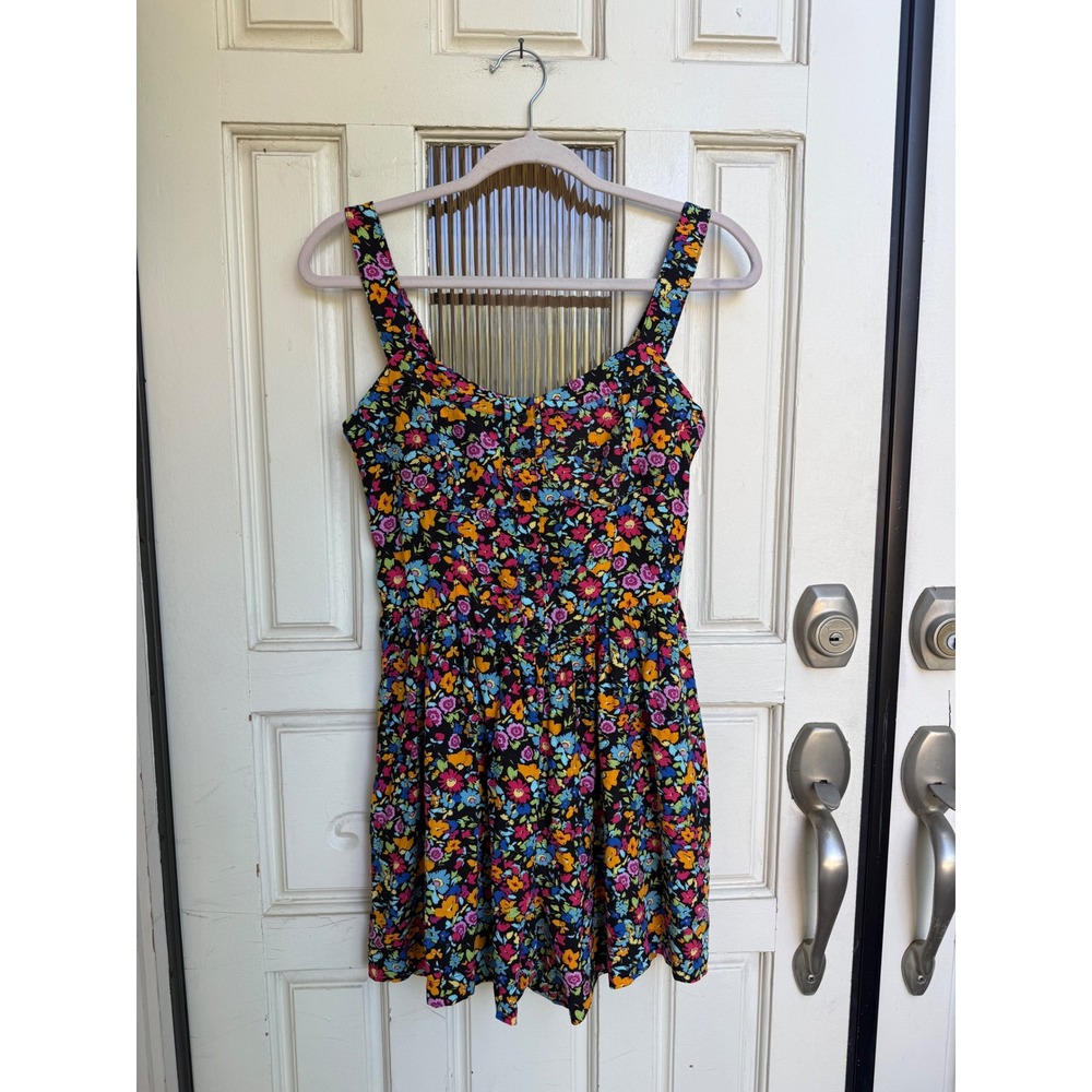 Wild‎ Fable Women Multicolor Floral Button Front Smocked Back Romper Size Medium